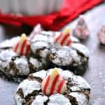 Chocolate Peppermint Blossom Cookies are loaded with rich chocolate and peppermint and topped with a Candy Cane-flavored chocolate. The perfect holiday cookies