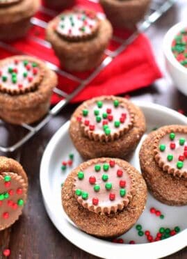 Peanut Butter Cup Stuffed Ginger Cookies are deliciously sweet with an unexpected twist! The perfect addition to your holiday cookie plate!