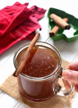 Skinny Hot Buttered Rum is packed with the delicious flavors of cinnamon, nutmeg, ginger, and brown sugar. This hot drink is all lightened up for the holidays!