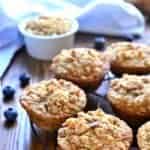 These Blueberry Granola Muffins are a quick breakfast packed full of sweet blueberries, vanilla almond granola then topped with granola streusel for a crunchy finish.