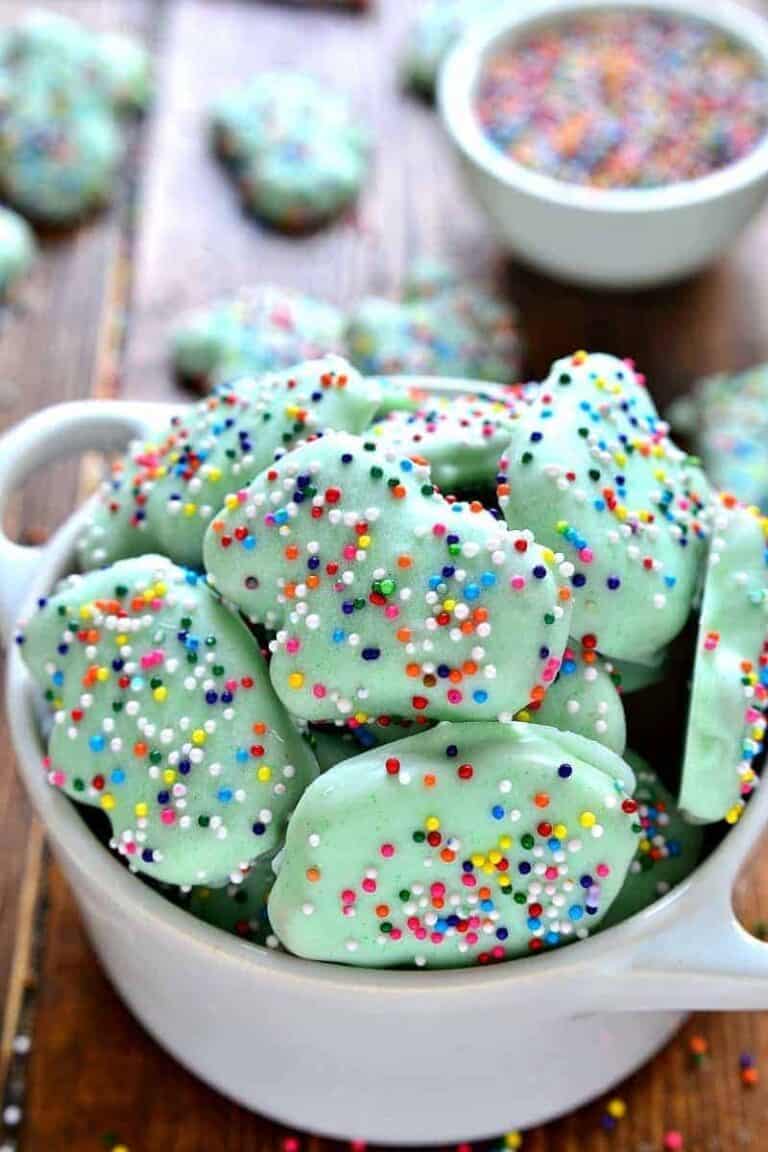 Homemade Mint Circus Animal Cookies with rainbow sprinkles! These quick and easy treats are great for the kids in your home.