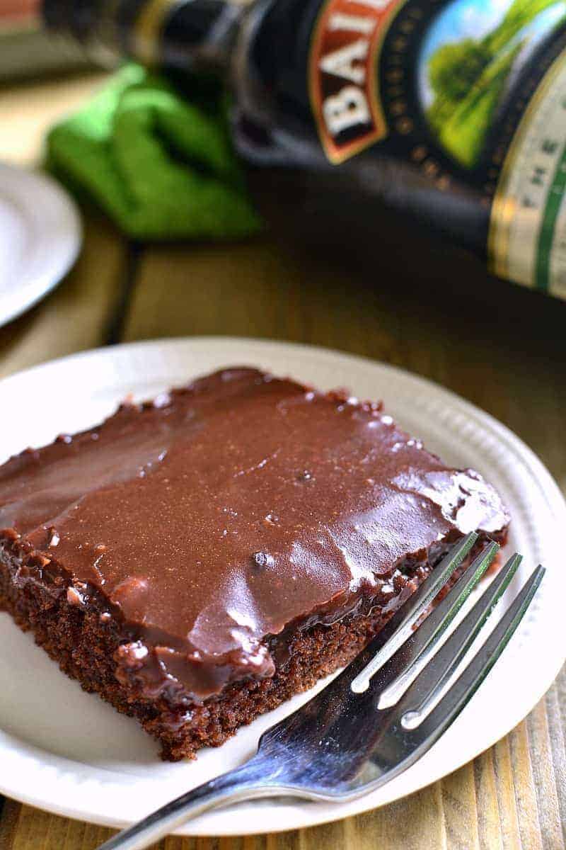 This Baileys Chocolate Sheet Cake is a deliciously decadent chocolate cake. It's moist, rich cake is packed with delicious Baileys flavor.