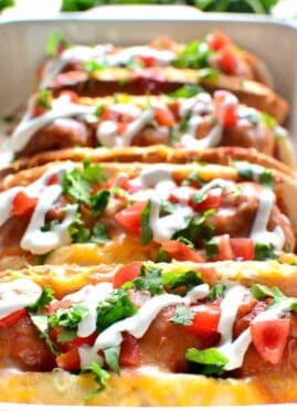 These Enchilada Meatball Subs combine two family favorites in one delicious dish that's easy to make and perfect for busy weeknights! A quick game day meal