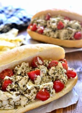 pesto chicken salad sandwiches