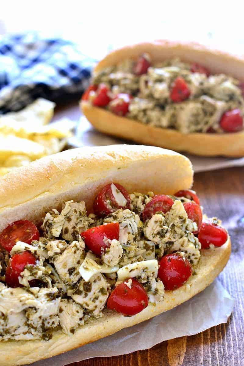 pesto chicken salad sandwiches