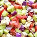 Tomato Cucumber Feta Salad is fresh, flavorful, and SO delicious! This easy summer salad recipe comes together quickly. with just a handful of ingredients.