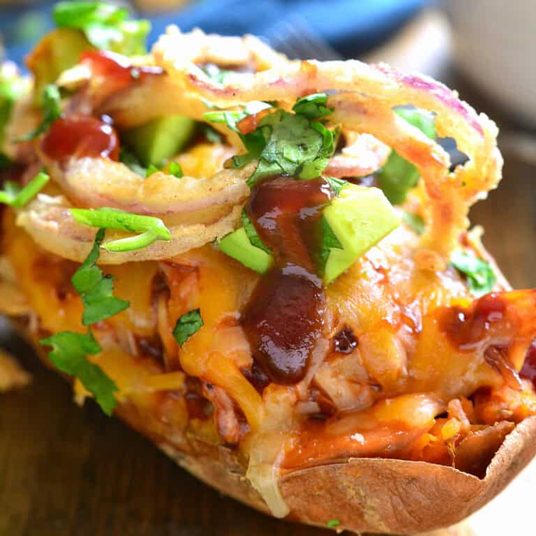 BBQ Chicken Baked Sweet Potatoes