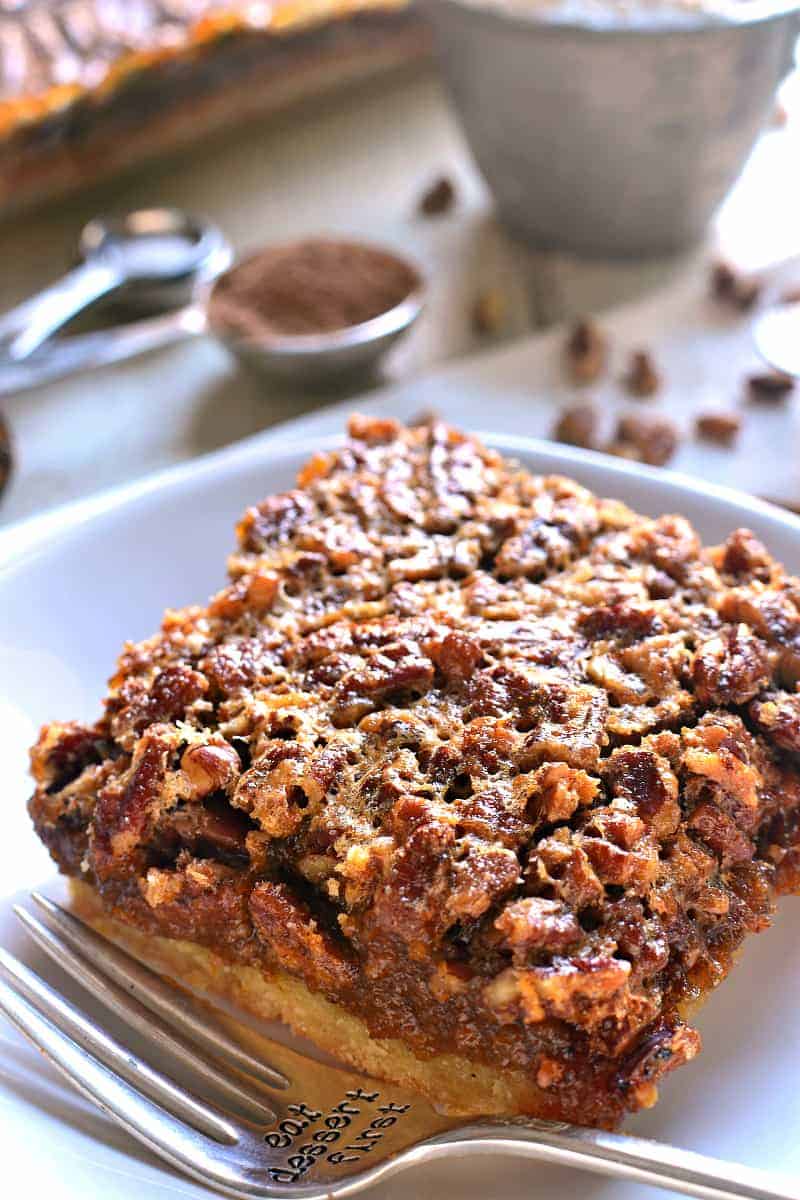 Pumpkin Pecan Pie Bars - the best of both worlds! These bars combine all the flavors of pecan pie and pumpkin pie on a delicious shortbread crust. 