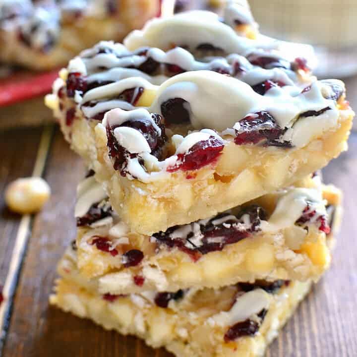 White Chocolate Cranberry Macadamia Magic Bars