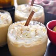 An Eggnog Mudslide is a delicious twist on a classic cocktail! This festive drink will put you in the holiday spirit. Perfect addition to all your celebrations!