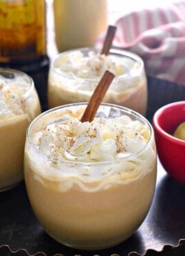 An Eggnog Mudslide is a delicious twist on a classic cocktail! This festive drink will put you in the holiday spirit. Perfect addition to all your celebrations!