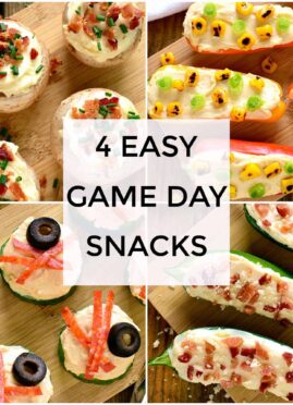4 Easy Game Day Snacks, each made with just 4 ingredients! Perfect for game days, parties, or anytime you're looking for an easy, delicious, satisfying snack!
