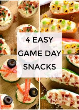 4 Easy Game Day Snacks, each made with just 4 ingredients! Perfect for game days, parties, or anytime you're looking for an easy, delicious, satisfying snack!