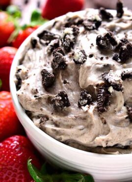 Oreo Dip is loaded with the delicious flavors of cookies & cream and perfect for dipping strawberries, cookies, or any of your favorite dippers! This simple dessert dip is also great with a spoon!