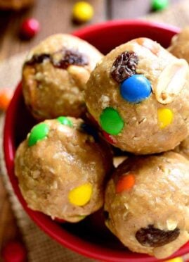 Trail Mix Energy Bites combine all the flavors of classic trail mix recipe into a delicious energy bite you're sure to LOVE! (I bet you can't eat just one!)
