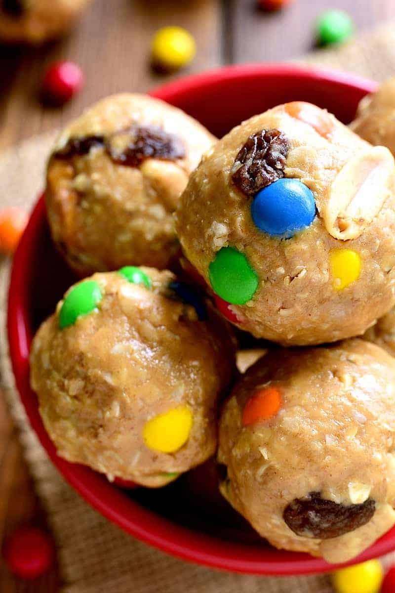 Trail Mix Energy Bites combine all the flavors of classic trail mix recipe into a delicious energy bite you're sure to LOVE! (I bet you can't eat just one!)