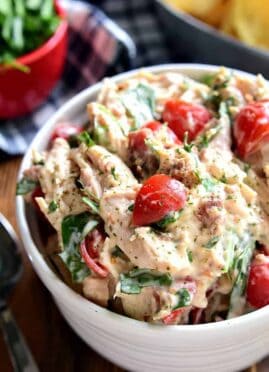 This BLT Chicken Salad combines all the flavors of a BLT tossed in a creamy chicken salad that's sure to become a new family favorite. A match made in sandwich heaven!