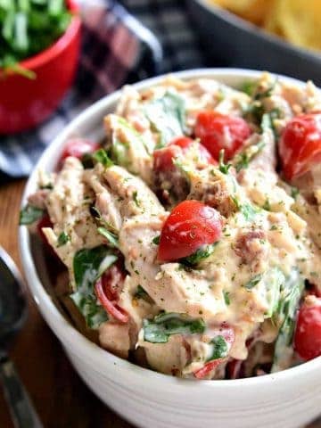 This BLT Chicken Salad combines all the flavors of a BLT tossed in a creamy chicken salad that's sure to become a new family favorite. A match made in sandwich heaven!