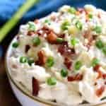 This Bacon Blue Cheese Dip is the ultimate easy party dip! Loaded with the delicious flavors of bacon and blue cheese, this dip is creamy, flavorful, and perfect for easy entertaining!