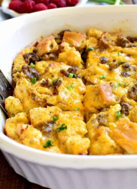 This Overnight Sausage Egg Casserole is a delicious addition to any breakfast! Perfect for holidays or special occasions, this easy egg casserole can be prepped in advance and popped in the oven the next morning.