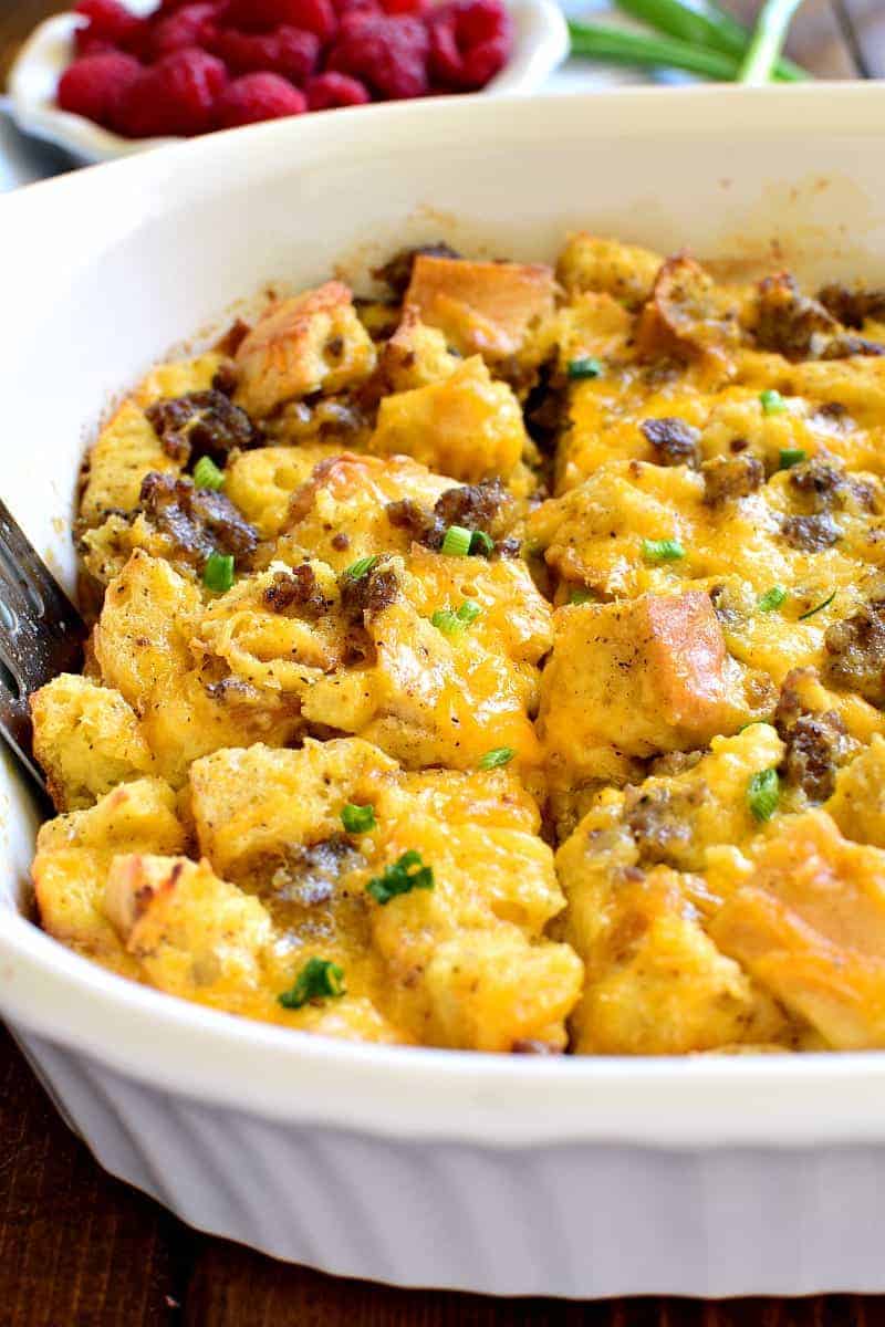 This Overnight Sausage Egg Casserole is a delicious addition to any breakfast! Perfect for holidays or special occasions, this easy egg casserole can be prepped in advance and popped in the oven the next morning.