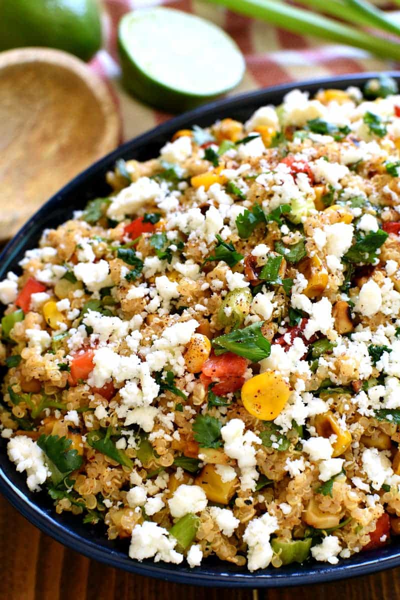 Looking to mix up your salad routine? This Mexican Street Corn Quinoa is for you! Loaded with all the delicious flavors of Mexican Street Corn, this quinoa salad is fresh, flavorful, and perfect for summer!