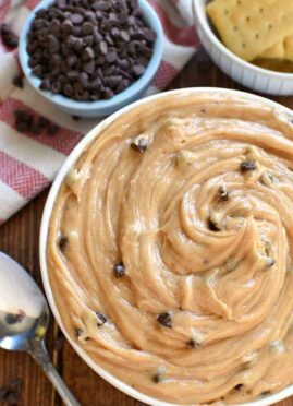 bowl of peanut butter chocolate chip dip