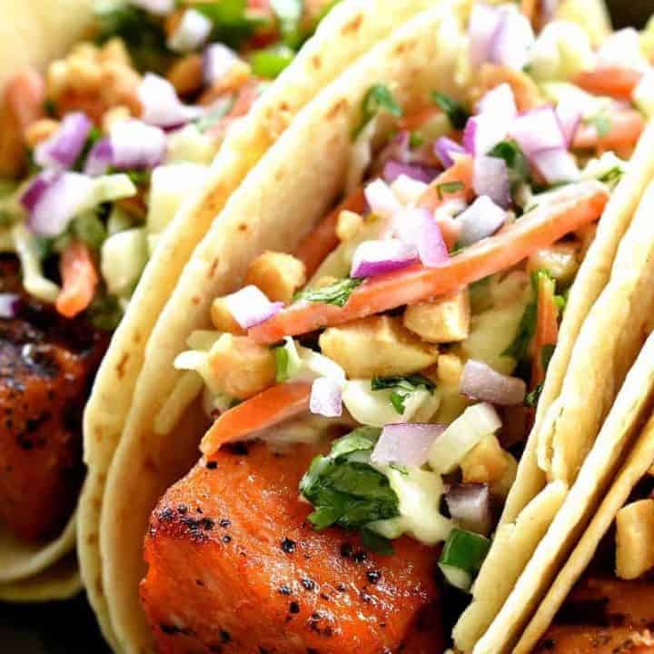 Sriracha Salmon Tacos