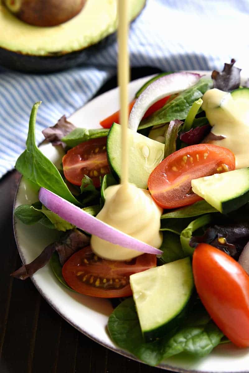 The BEST Honey Mustard Salad Dressing - made with just 4 ingredients and ready in no time at all! The perfect topping for any salad....and it also makes a delicious dip!