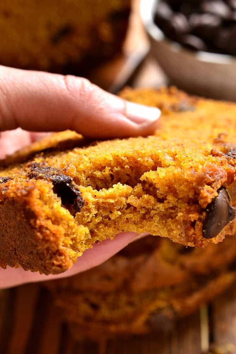 The BEST pumpkin bread, loaded with chocolate chips and packed with delicious flavor! Perfect for busy mornings, relaxing brunches, afternoon snacks, or even dessert! Once you try this Pumpkin Chocolate Chip Bread, there's NO going back!