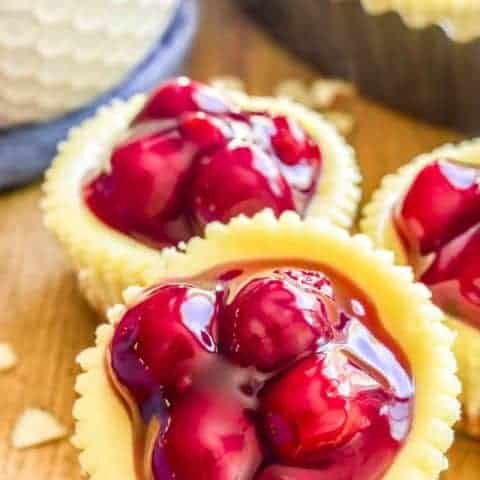 Mini Amaretto Cherry Cheesecakes