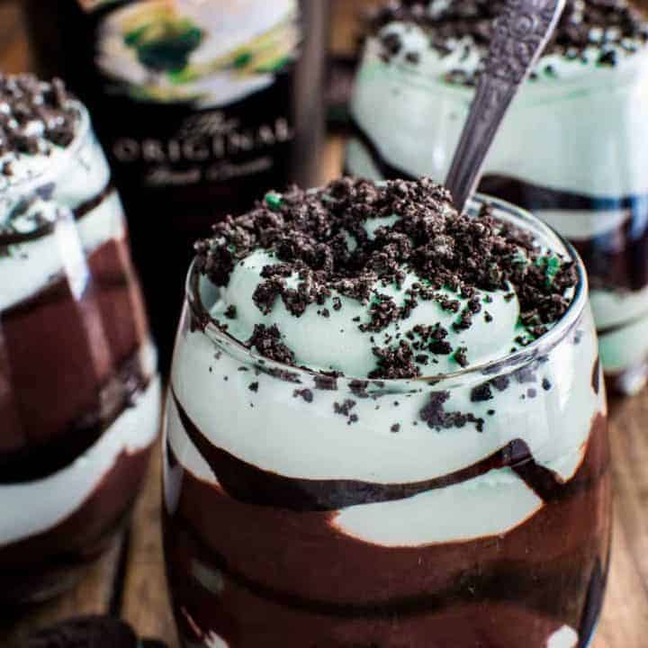 Baileys Chocolate Mint Pudding Parfaits