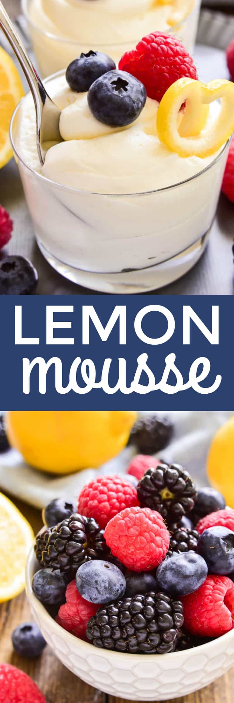 This easy Lemon Mousse is the perfect way to welcome spring! Light, fluffy mouse infused with the sweet flavor of lemon...this sweet treat is delicious all on its own or topped with fresh berries. Whether you're looking for a last minute Easter dessert or the perfect dessert for spring showers, this 5-ingredient Lemon Mousse is sure to be a hit!