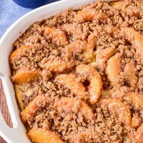 Peach Cobbler Baked French Toast