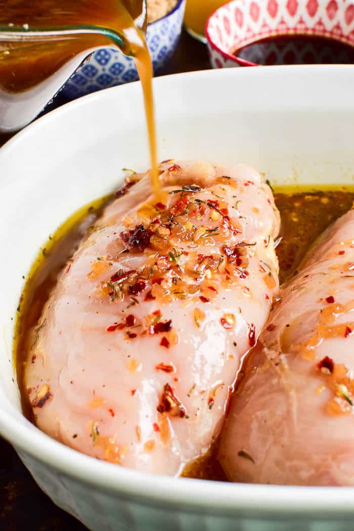 Take your grilling to the next level with this Easy Chicken Marinade! Made with simple, everyday ingredients, this easy marinade comes together in minutes and gives the BEST flavor to grilled chicken. It combines savory and sweet flavors with just a touch of spice for meat that's moist, flavorful, and extremely versatile. If you love grilled chicken, you'll love the difference this marinade makes!