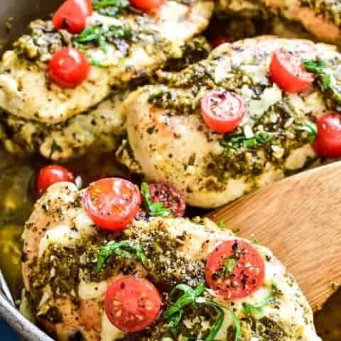 Cheesy Pesto Stuffed Chicken