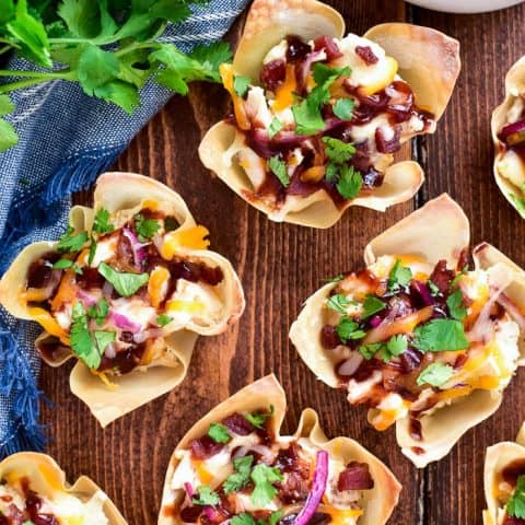 BBQ Chicken Wonton Cups