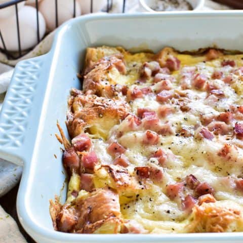 Ham & Cheese Croissant Egg Bake