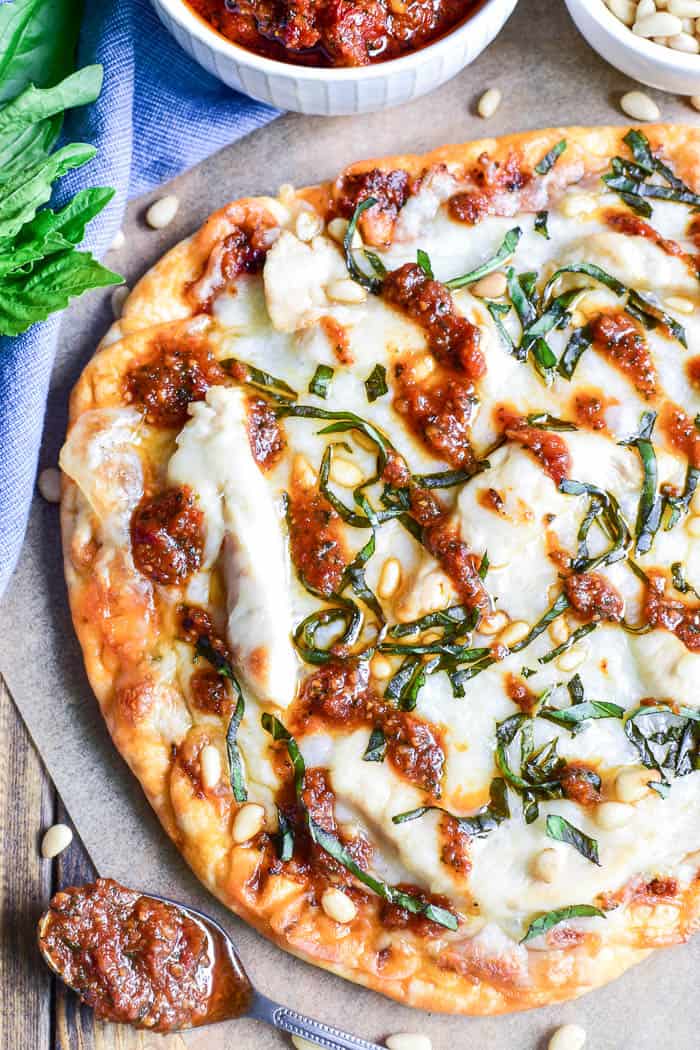 Sun Dried Tomato Chicken Flatbread Pizza