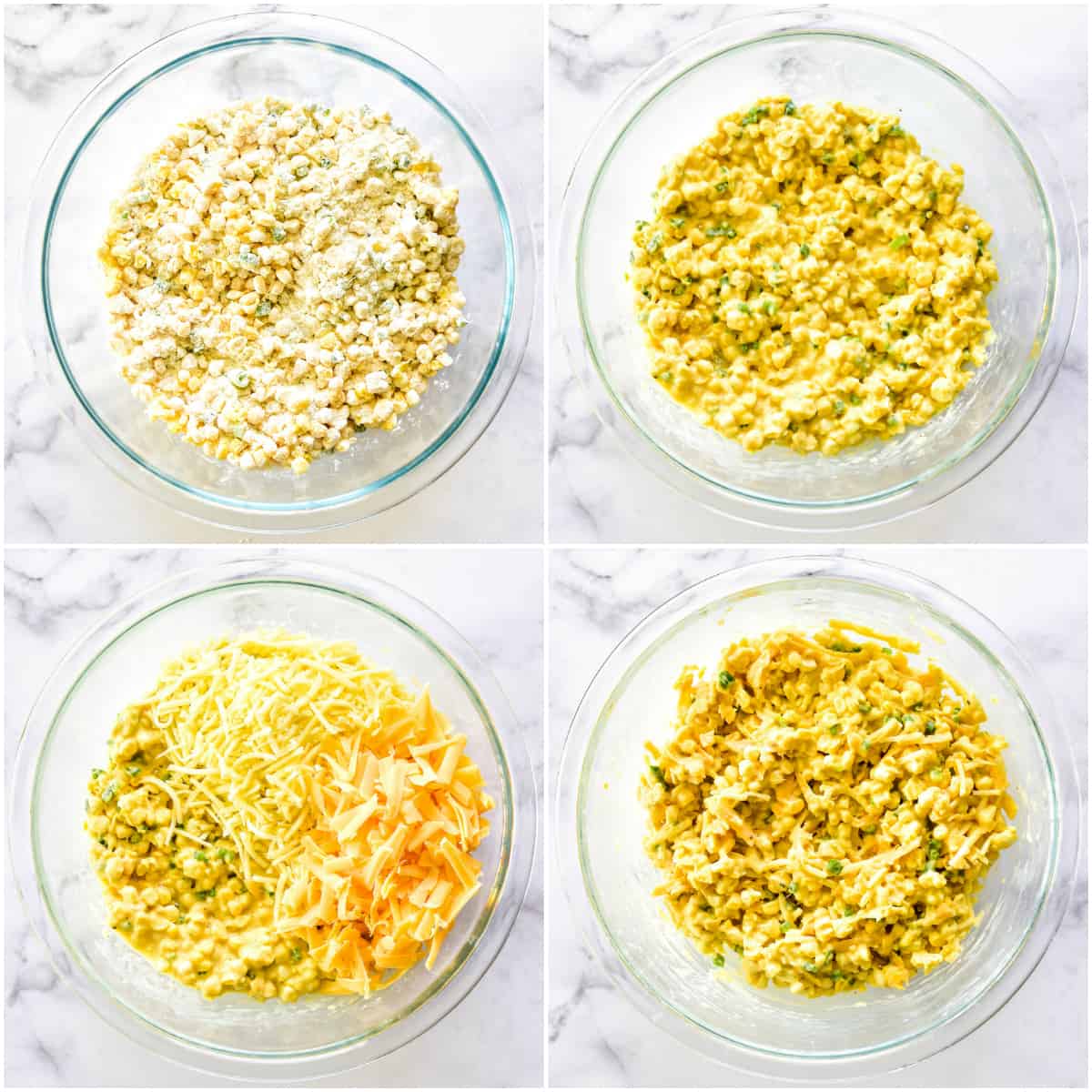 Process shots of Corn Fritter mixture