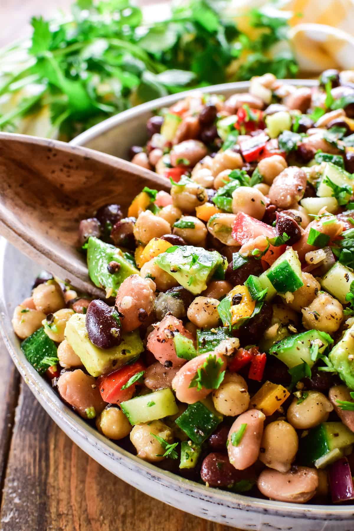 Spoon serving 3 Bean Salad