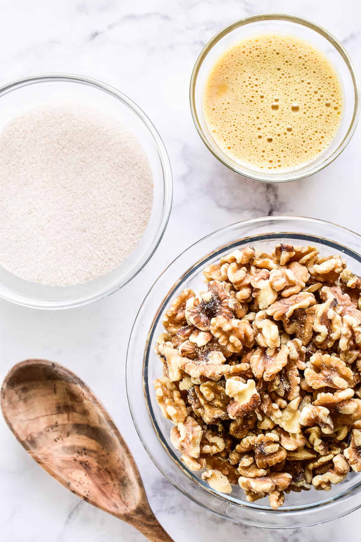 Overhead shot of ingredients in process