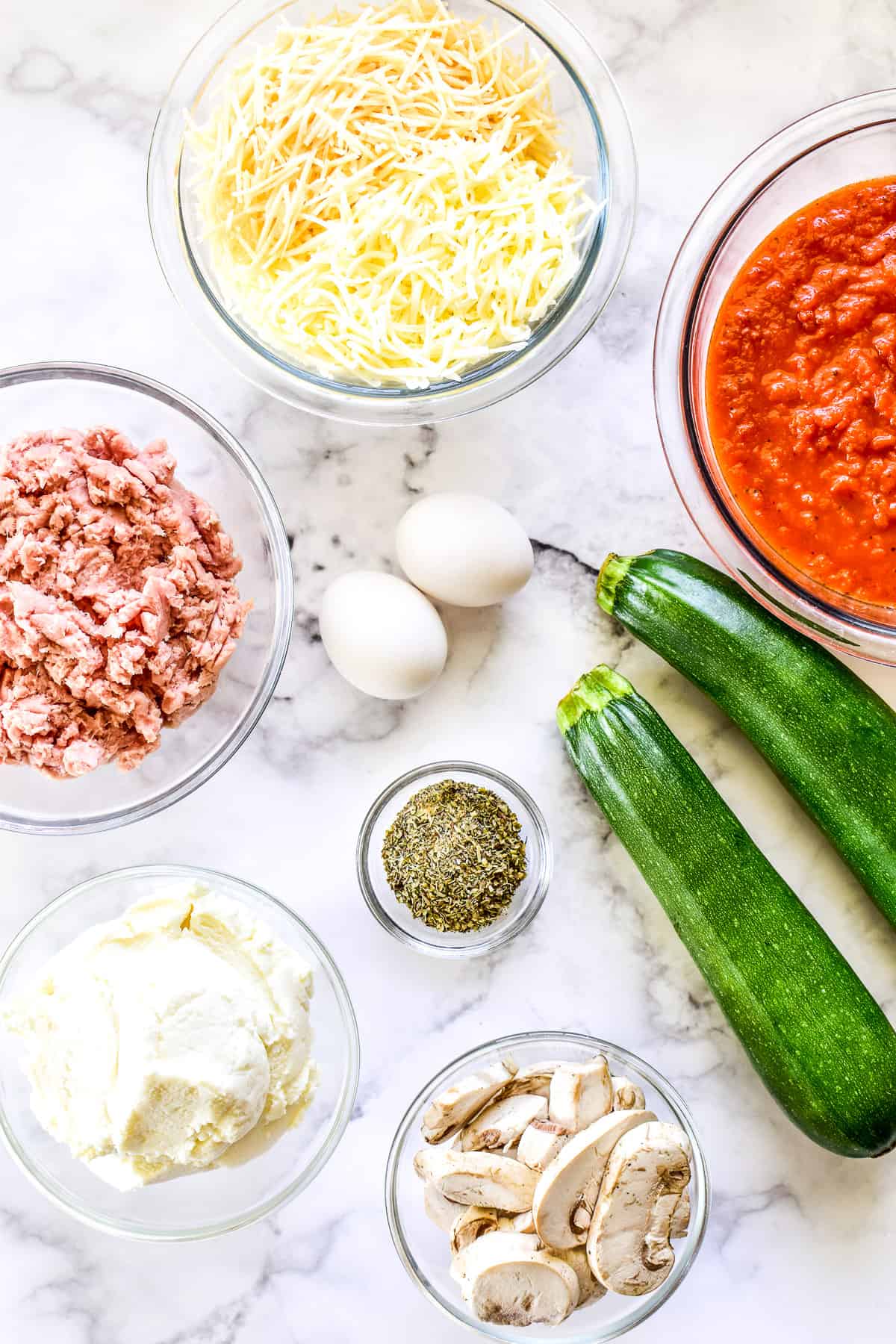 Zucchini Lasagna ingredients