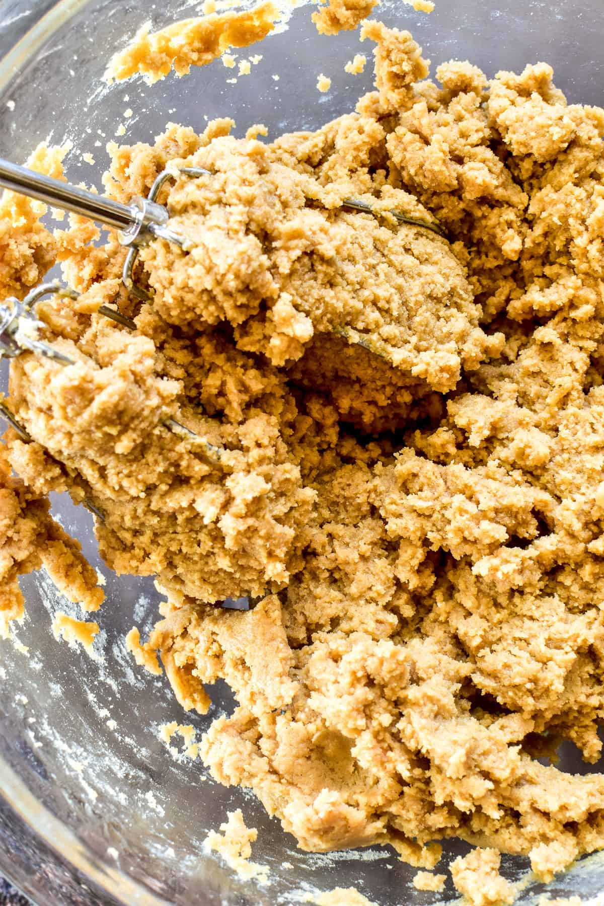 Peanut Butter Cookie dough in a mixing bowl