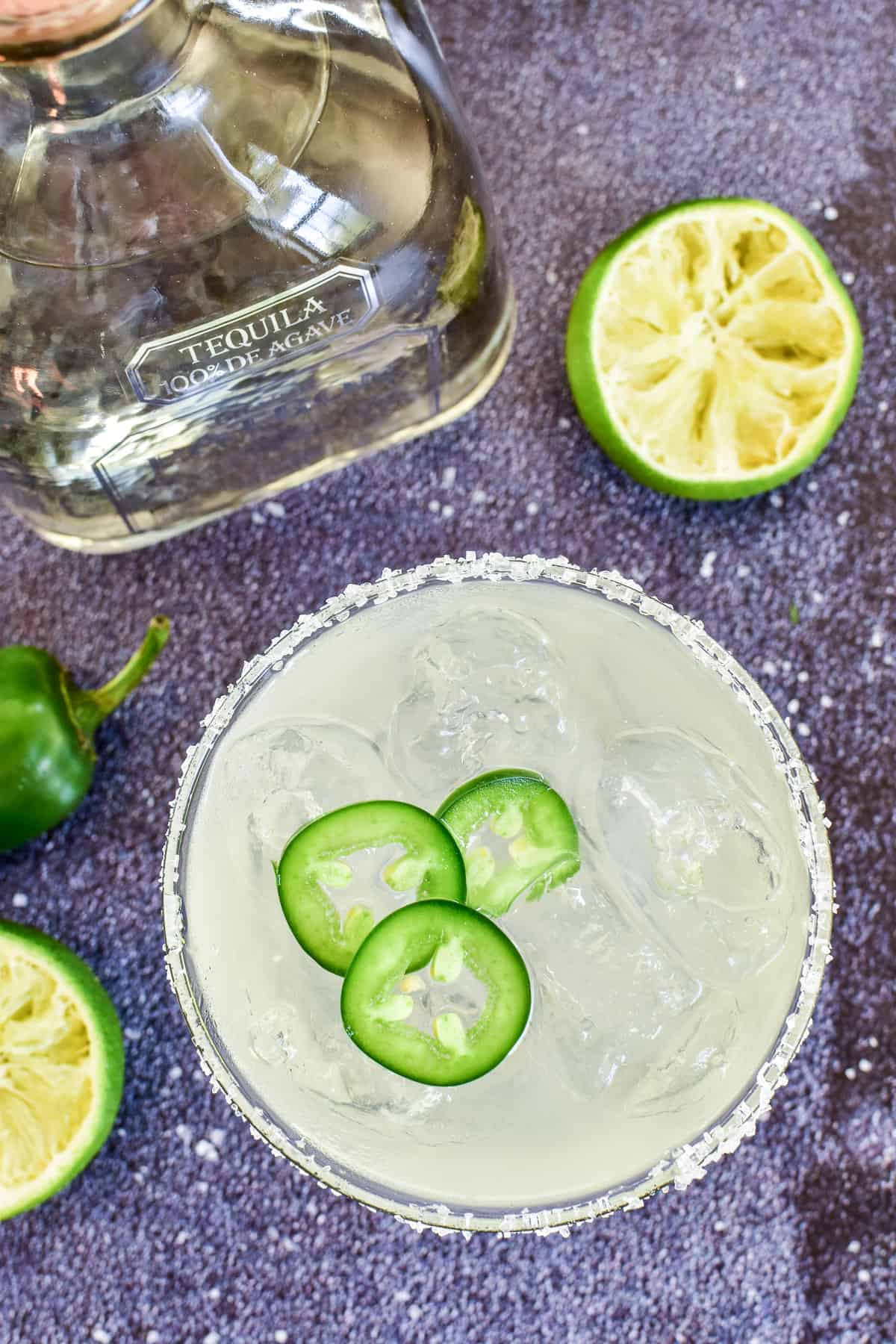 Overhead closeup of Jalapeño Margarita