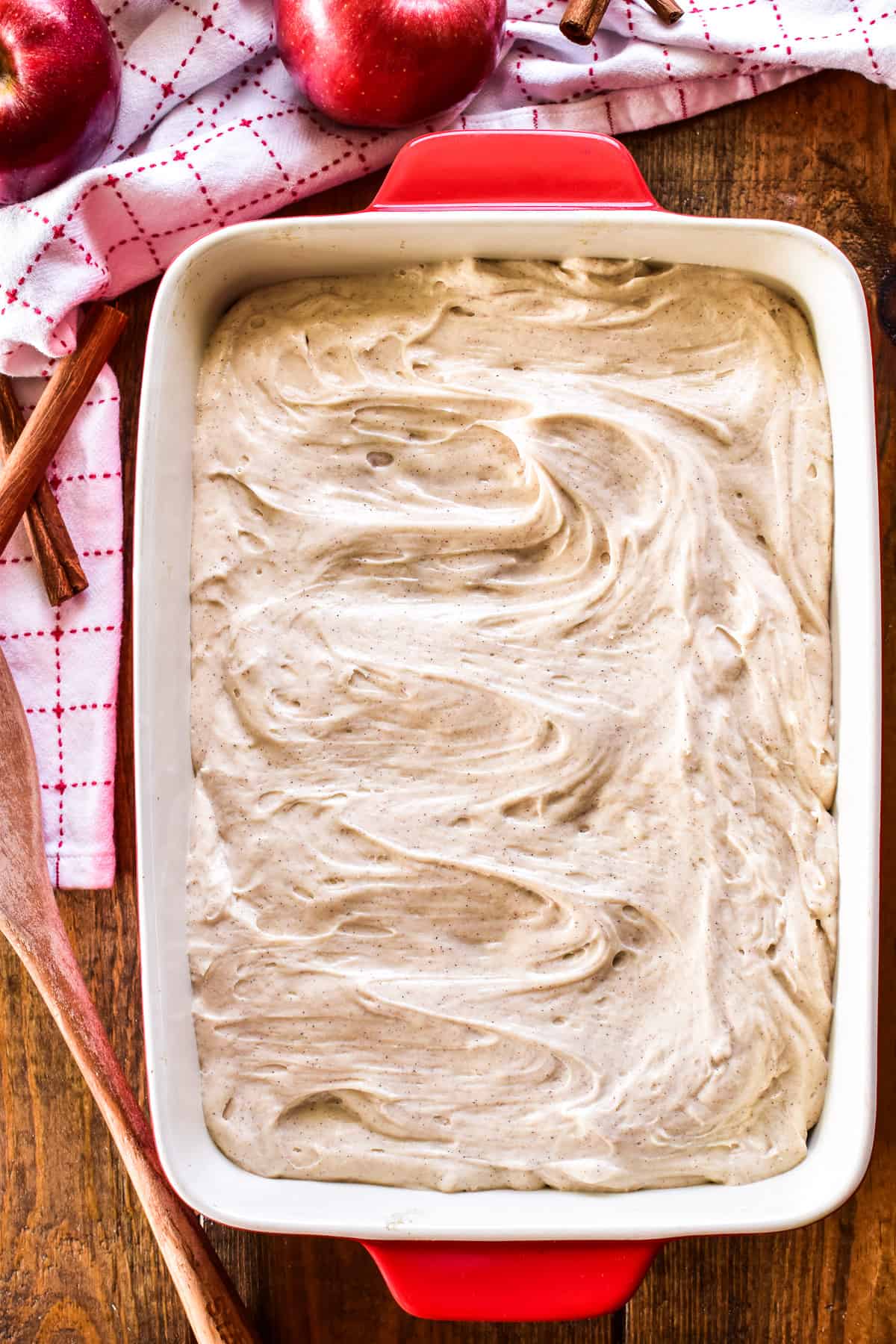 Overhead shot of Apple Cake in pan