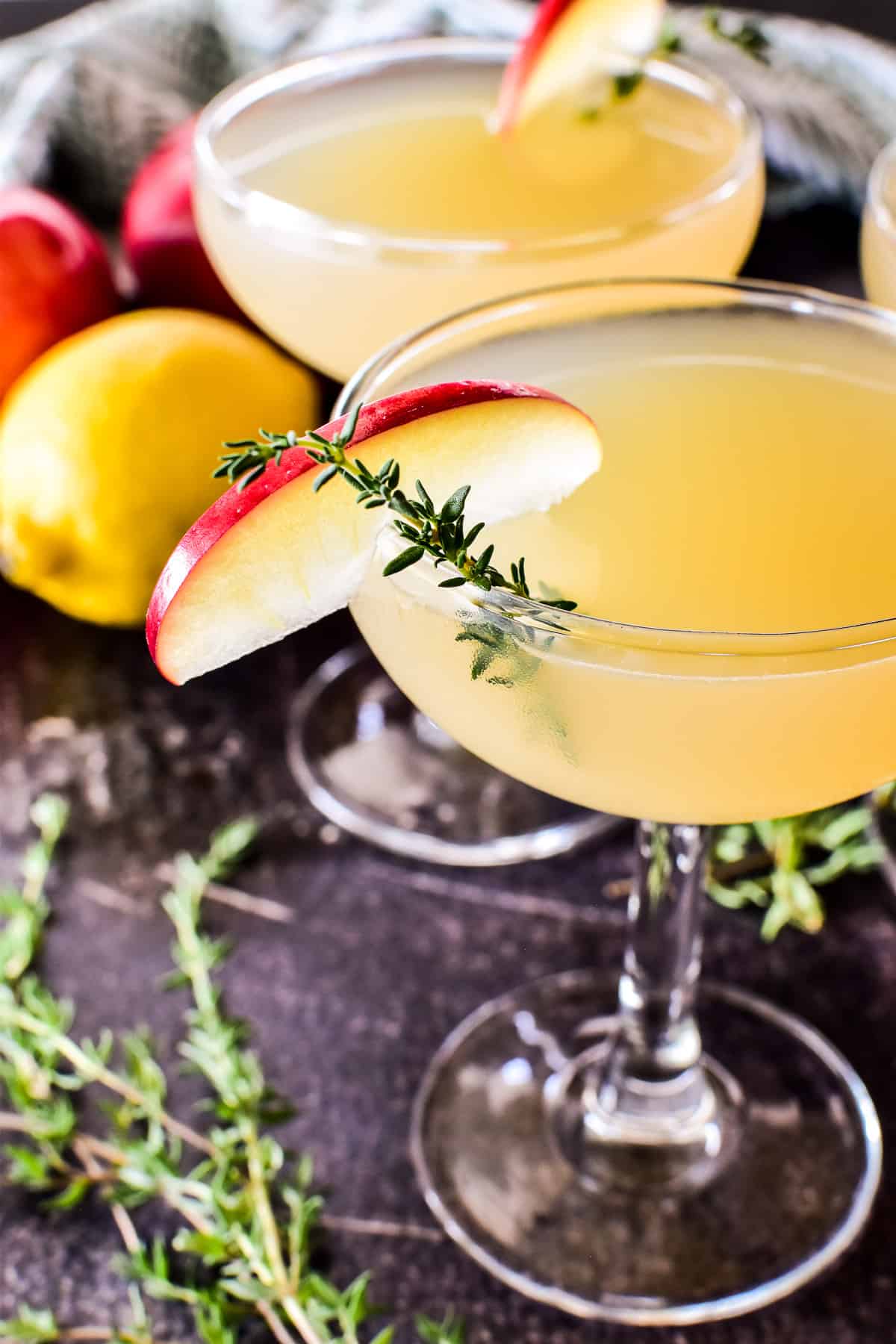 Close up side shot of Appletini in a glass