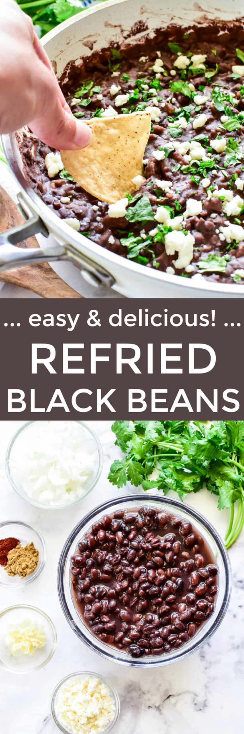 Collage image of Refried Black Beans