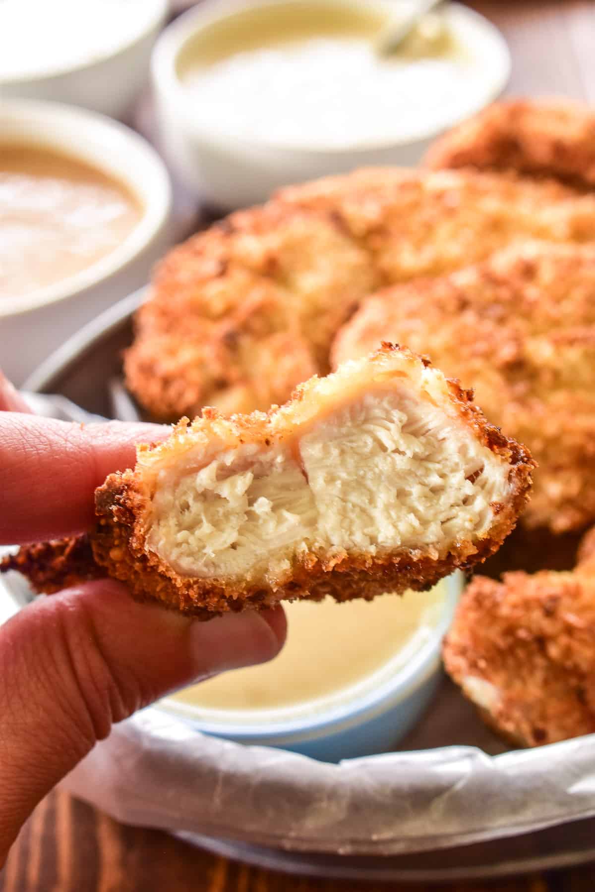 Inside of an Air Fryer Chicken Tender