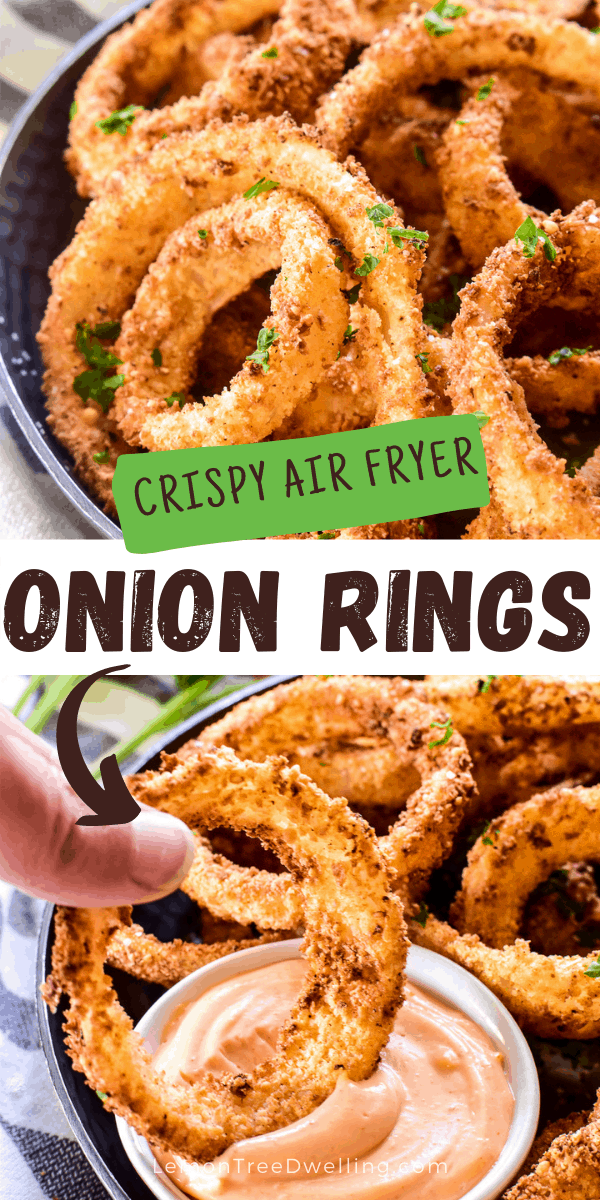 Air Fryer Onion Rings with text